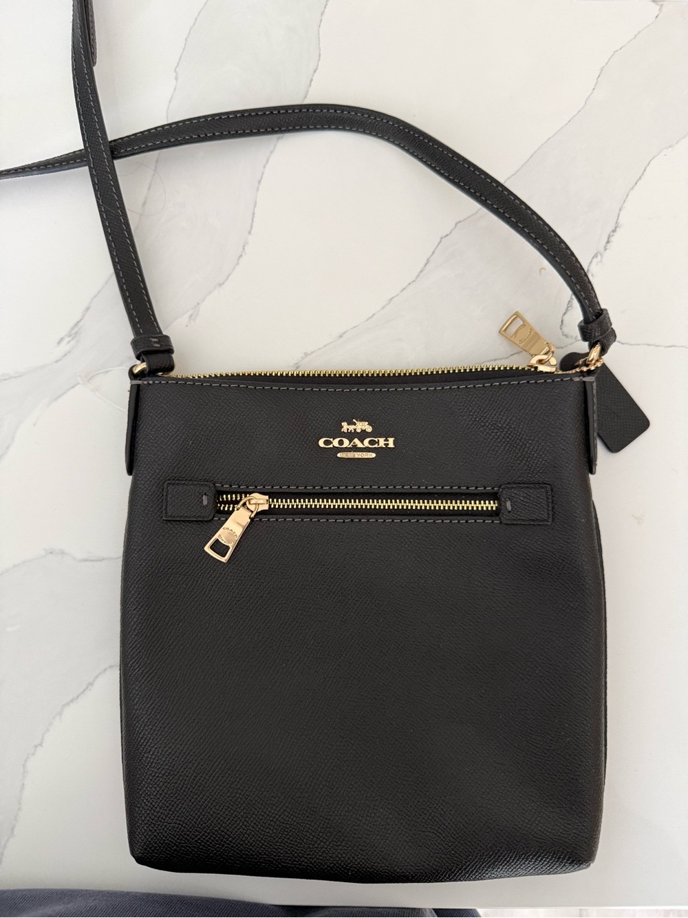 COACH Black Leather Crossbody with Gold Hardware